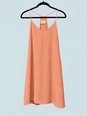 Style Rack Coral-Peach Slip Mini Dress with Spaghetti Straps